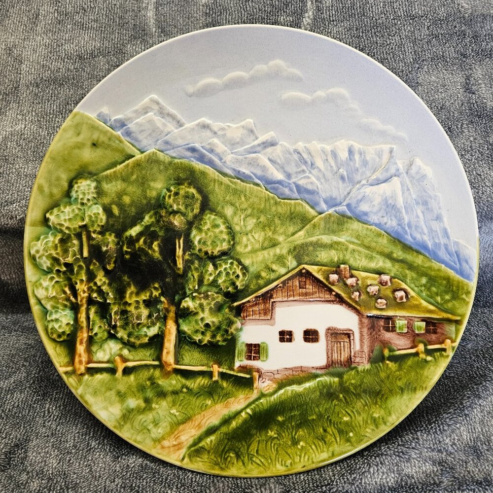 Vintage SMF Schramberg Decorative hanging wall plate 12"  handpainted  # 4553